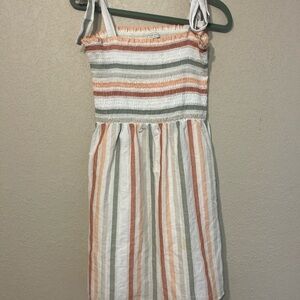 Paper Crown Orange and Gray Pleated Sundress